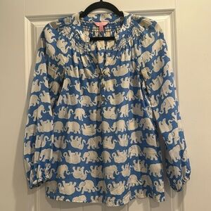 Lily Pulitzer elephant blouse silk